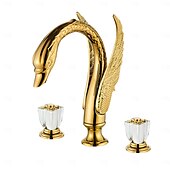 cheap Bathroom Sink Faucets-Bathroom Sink Faucet - Widespread Electroplated Widespread Two Handles Three HolesBath Taps