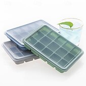 economico Stampi per cubetti di ghiaccio-vaschette per cubetti di ghiaccio, facili da rimuovere, 15 stampi per cubetti di ghiaccio in silicone flessibile con coperchio rimovibile, riutilizzabili, impilabili per whisky, alimenti per bambini,