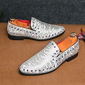 preiswerte Herrenpantoletten &amp; -slipper-Herren-Loafer aus weißem strukturiertem Satin mit bunten Nieten – modische Ballschuhe für Abschlussfeiern und besondere Anlässe
