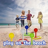 cheap Beach &amp; Outdoor Toys-Colorful Rainbow Ring Toss Game Set for Youngsters &amp; Adults - Durable PP Outdoor Fun for Beach Garden Lawn &amp; Backyard - Ideal Christmas Halloween Thanksgiving Gift