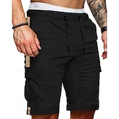 economico Classico-Per uomo Pantaloncini cargo Shorts Pantaloncini Estivi Coulisse Elastico in vita Multi-tasche Semplice Comodità Indossabile Lunghezza al ginocchio All&#039;aperto Sport Quotidiano Moda Casual Nero Cachi