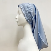 abordables sombreros caseros-Diadema larga de seda banda elástica Para dormir con cabello largo transpirable A prueba de viento Cálido sombrero elástico de seda de morera