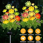 baratos Luzes de paisagem-1 lâmpada de encaixe para simulação solar de suculentas para áreas externas, jardim de pátio, caminho de gramado, lâmpada de paisagem, lâmpada decorativa, presente para entusiastas de jardinagem