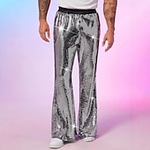 cheap Bottoms-Retro Vintage 1980s Bell Bottom Pants Disco Sequin Bootcut Men&#039;s Halloween Carnival Pride Parade Pride Month Adults&#039; Pants All Seasons
