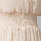 voordelige Chiffon Jurken-Dames Halflange jurk Cocktail jurk Bruiloft gast jurk Chiffon jurk Modieus Modern Vakantie Teaparty Weekend Normale pasvorm Effen Korte mouw V-hals Zwart Wit Blozend Roze Abrikoos Zomer