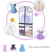 お買い得  衣類バッグとカバー-子供用ダンス衣装用ガーメントバッグ、透明PVC製厚手防水吊り下げ服カバー、アクセサリーポケット付き、クローゼットや競技会用の防塵収納バッグ