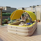 cheap Pools, Hot Tubs &amp; Supplies-Inflatable Swimming Pool, Family Swimming Pool, Kids Pools with Sunshade for Indoor, Outdoor, Garden, Backyard