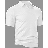 cheap Men&#039;s Classic Polo-Men&#039;s Golf Shirt Golf Polos Shirts Work Casual Lapel Short Sleeve Basic Modern Plain Jacquard Summer Regular Fit Black White Blue Khaki Golf Shirt