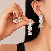 economico Parure di gioielli-Set di Gioielli Completo Due Pezzi Argento Zirconia Cubica Cromo 1 Collana Orecchini Moda Femminile Elegante Vintage Carino Stile Vintage Classico Set di Gioielli Geometrici per Matrimonio Fête