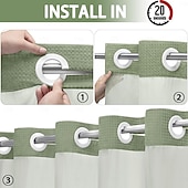 cheap Shower Curtains-Waffle Weave Shower Curtain 180cm*180cm(70&quot;*70&quot;) with Snap-in Fabric Liner Set, Solid Colored Hotel Style for Bathroom with Mesh Top Window
