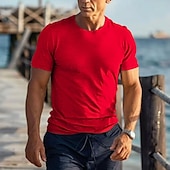 cheap Basic T shirts-Men&#039;s T Shirt Short Sleeve Crew Neck Summer Plain Basic Classic Vacation Casual Daily Black White Red Top Tee for Men