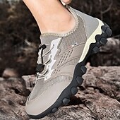preiswerte Sneaker für Herren-Herren Sneaker Upstream-Schuhe Canyoning Lässig Outdoor PU Leder Netz Atmungsaktiv Bequem Rutschfest Schnürung Schwarz Braun Khaki Sommer Frühling