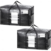 cheap Clothing &amp; Closet Storage-2 Pack Extra Large Moving Bags, Heavy Duty Totes for Storage with Visible Window, U-Shaped Around Handles, Storage Contrainer Box for Space Saving