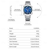 economico Orologi al quarzo-Orologio al quarzo CURREN da uomo grande quadrante di lusso orologio da polso business calendario luminoso impermeabile in acciaio inossidabile