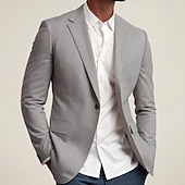 billige Blazer-Herre Blazer jakke Sport Coat Halskrage Mote Ensfarget Blazer Navyblå Lysegrå Standard passform Enkelt Brystet Enn-knapp