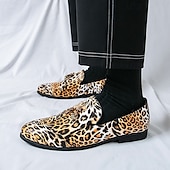 levne Pánské nazouváky a mokasíny-pánské slip-on společenské boty s leopardím vzorem - stylová společenská obuv na taneční párty a speciální akce