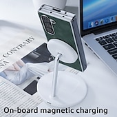 お買い得  サムスン用ケース-電話 ケース 用途 Apple AirTag Zフォールド7 Zフォールド6 Z Fold 5 Z Fold 4 Z Fold 3 バックカバー ワイヤレス充電をサポート 耐衝撃 PC PUレザー