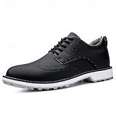 economico Scarpe da Golf da Uomo-scarpe da golf brogue bianche da uomo: resistenti sneakers in similpelle con lacci e dettagli traforati per gli appassionati di golf e sport
