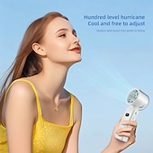 cheap Fans-Folding Handheld Cooling Fan with Ceramic Refrigeration, 13000RPM Motor, 100-Speed Digital Display, Type-C Charging, White