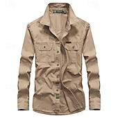 economico Camicie da lavoro da uomo-Per uomo Camicia Camicia Estiva Camicia casual Camicia con Bottoni Camicia cargo Nero Bianco Rosso Blu marino scuro Kaki Manica Lunga Semplice Colletto a Camicia Vacanza Camicia hawaiana Tasca
