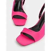 abordables Sandales de Vacances-Escarpins à bride arrière rose vif pour femmes – sandales à bout ouvert audacieuses pour des rendez-vous décontractés et séduisants
