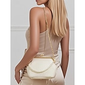 baratos Casamento ACC-Bolsa clutch vintage com alça de pérola para mulheres – elegante bolsa transversal de cetim texturizado para casamentos, festas noturnas e eventos formais