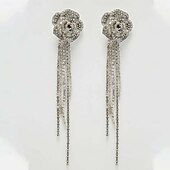 cheap Earrings-Women&#039;s Stud Earrings Tassel Fringe Precious Flower Shape Fashion Luxury Romantic Imitation Diamond Earrings Jewelry Silver For Wedding Party Gift 1 Pair
