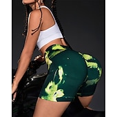 cheap Yoga Shorts &amp; Bikers-Women&#039;s Yoga Shorts Elastic Waistband Tummy Control Butt Lift Lightweight High Waist Yoga Gym Workout Pilates Shorts Blue Green Sports Activewear Stretchy Slim
