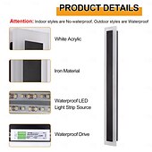 baratos Candeeiros de Parede de interior-Luminária de parede moderna com plugue, à prova d'água, de 30 a 120 cm, em acrílico preto fosco, com LED, para uso externo, cabo de 1,5 m com plugue e abertura para instalação interna. Ideal para sala de estar, banheiro, maquiagem e corredor.