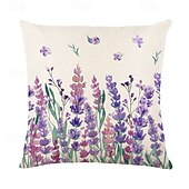 billige blomster- og plantestil-Sommer lavendel dekorative kastputer omslag 4PK myk firkantet sofa putevar putevar til soverom stue sofa stol