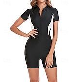 economico Rash Guard – Mute-Per donna Top sottomuta Costume Intero Protezione Solare UV UPF50+ Leggero Manica Corta Spandex Costume da Bagno costume da bagno Cerniera Frontale Nuoto Surf Spiaggia Sport Acquatici Patchwork