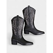 levne Cowboy &amp; Western Boots-Dámské hnědé kovbojské boty v bohémském westernovém stylu – klasické prošívání s blokovým podpatkem pro hudební festivaly, běžné nošení a outdoorové nošení
