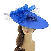billiga Fascinatorer-Huvudbonad Sinamay Fedora Hatt Bröllop Aftonfest Teaparty Hästkapplöpning Cocktail Vintage Söt Med Fjäder Huvudsmycke Huvudbonad