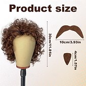 economico Parrucche uomo-parrucca riccia castana - parrucca afro retrò da uomo per feste in maschera anni &#039;60, &#039;70 e &#039;80