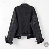 economico Tops Boho-Per donna Blusa Semplice Elegante Moderno Manica Lunga Colletto a Camicia Top Regolari Ferie Uscire Jeans Frange Nero Azzurro Estate