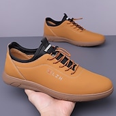 baratos Casual-tênis casual bege com cadarço para homens - calçados confortáveis para o dia a dia para passeios casuais