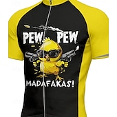 voordelige Heren shirts-Voor heren Wielrenshirt Korte mouw Fietsen T-shirt Kleding Bovenlichaam met 3 achterzakken UV-bestendig Ademend Sneldrogend Rits Aan De Voorzijde Geel Sport Kleding