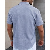 cheap Men's Button Up Shirts-Men's Shirt Summer Shirt Casual Shirt Beach Shirt Button Up Shirt Blue Green Deep Blue khaki Beige Short Sleeve Plain Lapel Vacation Hawaiian Clothing Apparel Polyester Fashion Casual Comfortable
