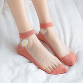 cheap Home Socks-Women Daisy Sheer Socks,Womens Girls Lace Sheer Ankle Sock Thin Mesh Cotton Socks Transparent See Through Tull Low Cut Sock
