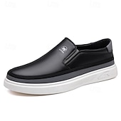 baratos Ténis para Homem-Tênis masculinos slip-on brancos com detalhes em PU – calçados leves e modernos para streetwear, viagens e trajes casuais