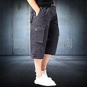 Недорогие Классический-Муж. Шорты-карго Шорты Летние шорты Кулиска Эластичная талия Мульти карман Полотняное плетение Комфорт Пригодно для носки До щиколотки на открытом воздухе спорт Повседневные Мода На каждый день