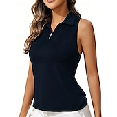 cheap Women&#039;s Shirt-US Open Women&#039;s Workout Tank Top Sport Shirt Sports Tank Top Tank Top Sleeveless Zipper Quick Dry Tennis Golf Pickleball Zip Collar Solid Colored Tank Back Black White Pink Spandex Tennis Clothing