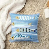 baratos Fronhas de Almofadas de Decoração-Capa de Almofadas Decorativas de Conchas do Oceano 1PC Capa de Almofada Quadrada Macia para Sofá Cama Sala de Estar