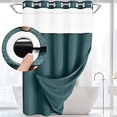cheap Shower Curtains-Waffle Weave Shower Curtain 180cm*180cm(70&quot;*70&quot;) with Snap-in Fabric Liner Set, Solid Colored Hotel Style for Bathroom with Mesh Top Window