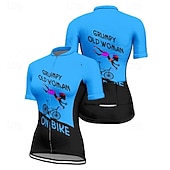 tanie Damskie koszulki-Damskie Koszulka rowerowa Graficzny Litery i cyfry Krótki rękaw Rower Tee Tshirt Dżersej z 3 tylnymi kieszeniami Kolarstwo górskie Szybkie wysychanie Anatomiczny kształt Odprowadzające wilgo