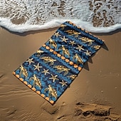 economico set di asciugamani da spiaggia-telo mare stampato, telo mare leggero e anti-sabbia ad asciugatura rapida, ideale per viaggi, piscina e uso all&#039;aperto