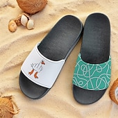 tanie Sandały wakacyjne-Męskie Pantofle Drukuj buty Druk 3D Kapcie na zewnątrz Kapcie plażowe Codzienny Styl plażowy Codzienny Plaża Polichlorek winylu Wodoodporny Wygodny Niepoślizgowy / a Czarny i biały Zielony