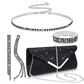 cheap Jewelry Sets-Simple Europe and the United States full diamond fashion all-in-one dinner package jewelry set necklace fringe earrings bracelet elastic four-piece set