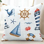 billiga Kuddfodral-Havs småbåtar dekorativa kastkuddöverdrag 1PC mjuk fyrkantig soffkudde fodral kuddfodral för sovrum vardagsrum soffa stol