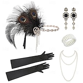 olcso Kiegészítők és még sok más-A nagy Gatsby Flapper fejpánt Gyöngyös karkötő Fülbevaló A nagy Gatsby Toll Retro Csillogó glitter Női Farsang Valentin nap Álarcos mulatság Party estélyi viselet Álarcos mulatság Fesztivál Felnőttek